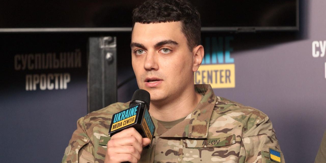 Представник 1-го корпусу Нацгвардії України Азов Нестор Барчук (Фото: t.me/UkraineMediaCenterKyiv)