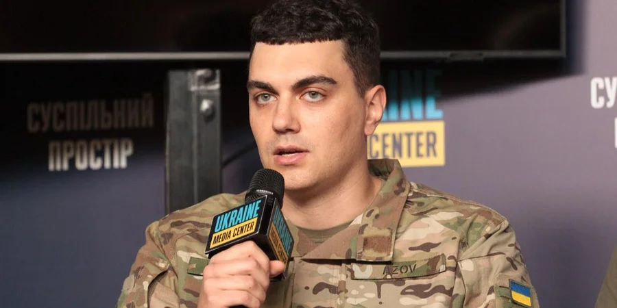 Представник 1-го корпусу Нацгвардії України Азов Нестор Барчук (Фото: t.me/UkraineMediaCenterKyiv)