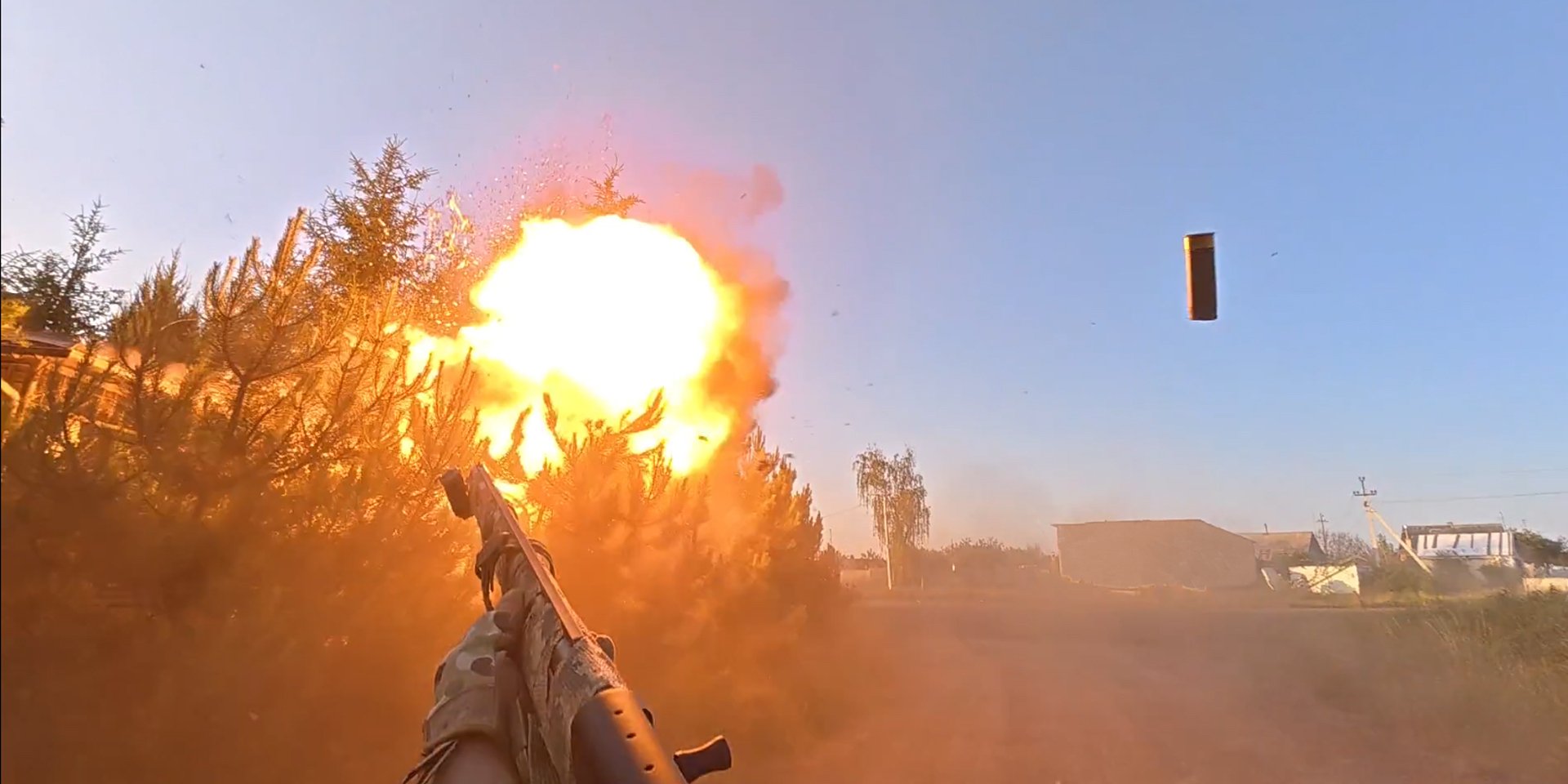 Ukrainian soldier shoots down Russian FPV drone in close call on ...