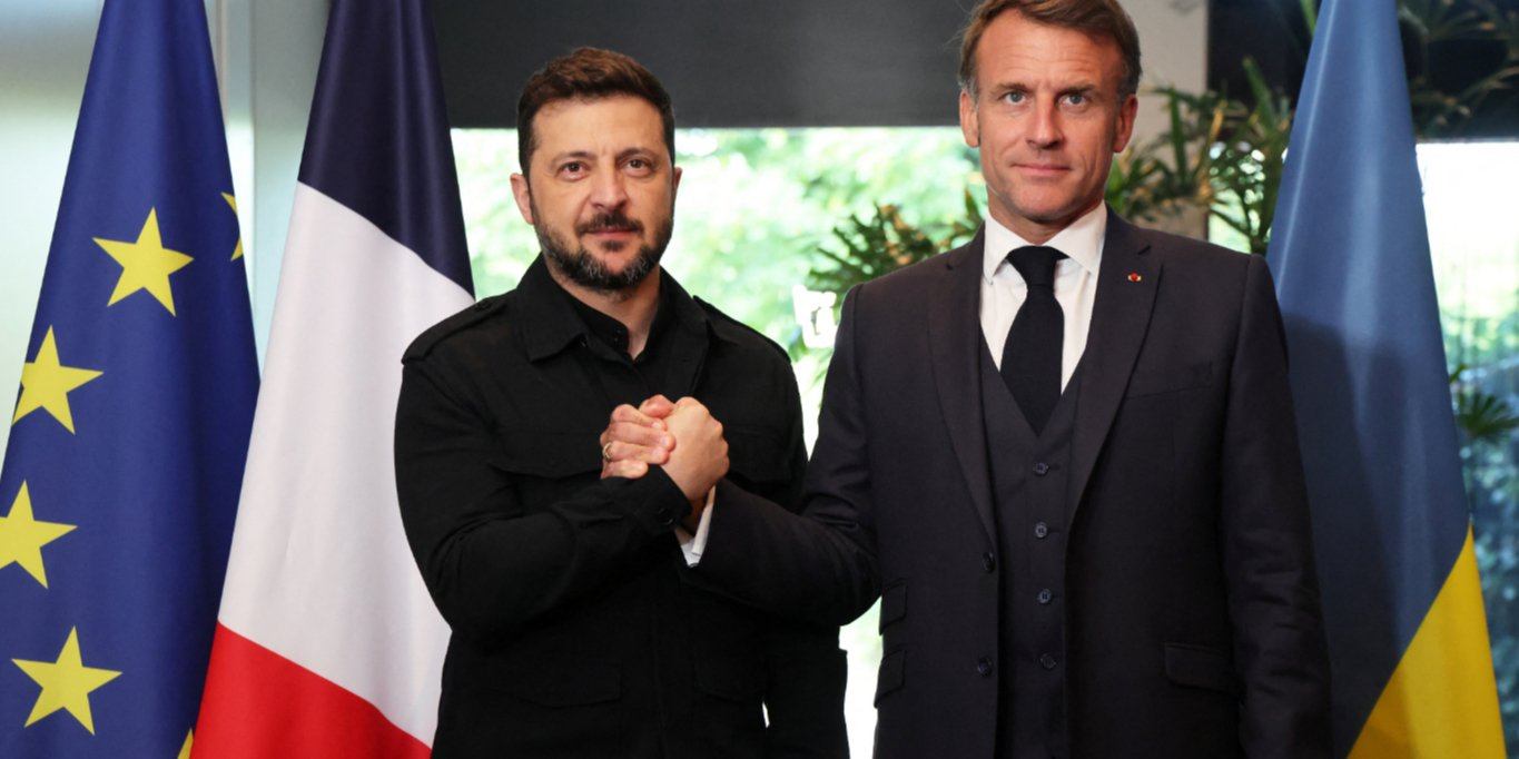 Volodymyr Zelenskyy and Emmanuel Macron at the NATO summit, June 24 (Photo: Ludovic Marin/Pool via REUTERS)