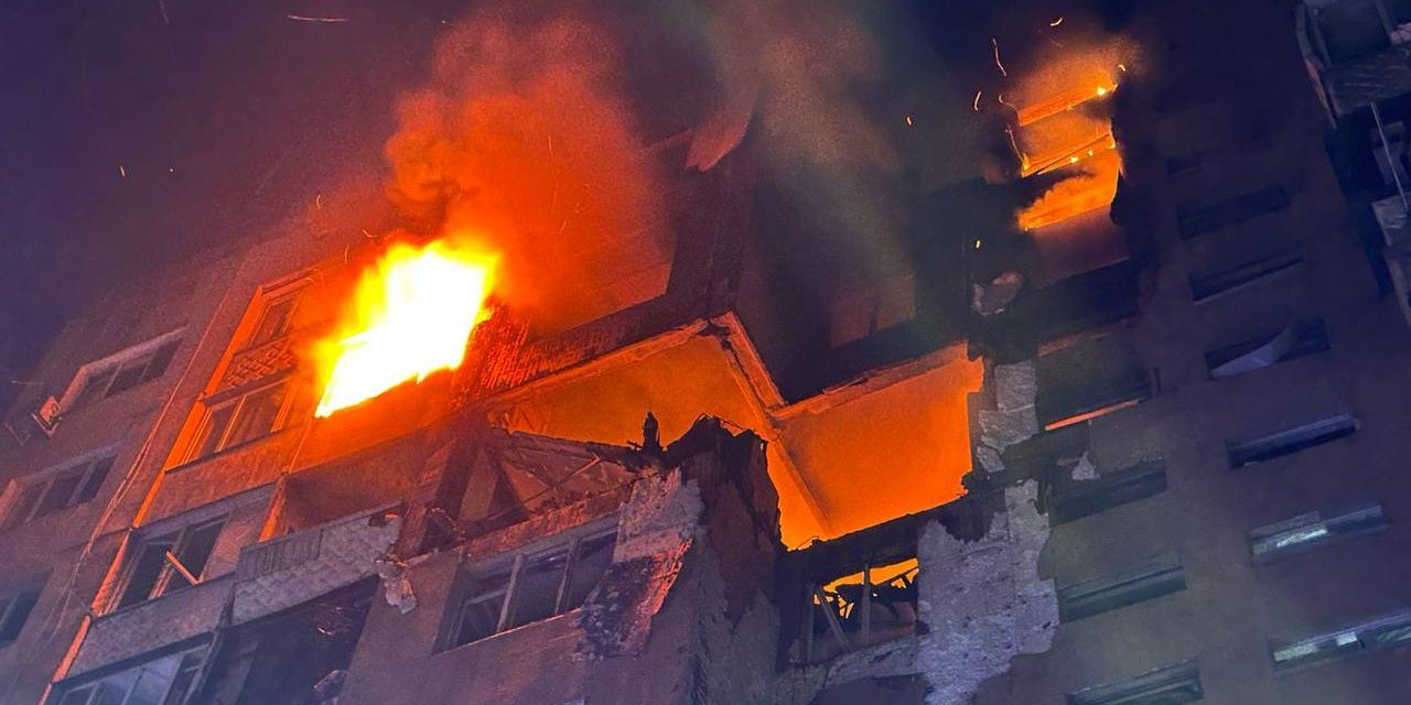 9-story building is damaged in Russian attack on Odesa, July 3, 2025 (Photo: Oleh Kiper/Telegram)