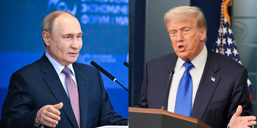 Президент США Дональд Трамп та російський диктатор Володимир Путін 3 липня провели телефонну розмову (Фото: Колаж NV / Sputnik/Sergey Bobylev/Pool via REUTERS / REUTERS/Ken Cedeno)