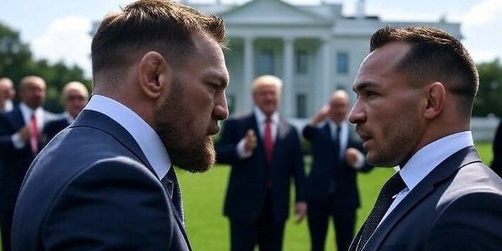 Макгрегор і Чендлер біля Білого дому — картинка створена нейромережею (Фото: x.com/TheNotoriousMMA)