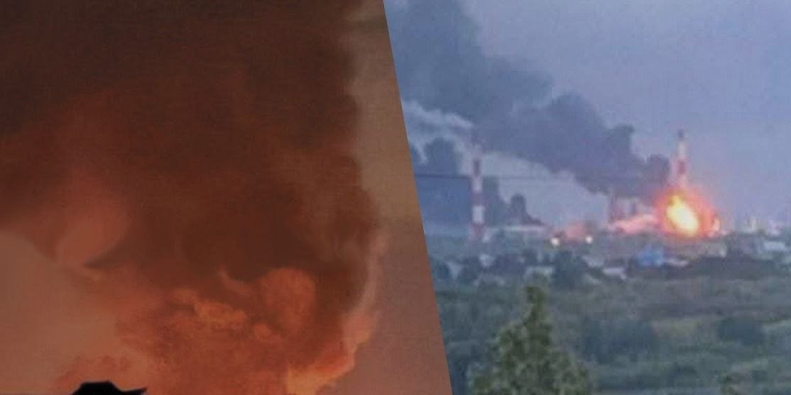 Aftermath of drone strikes at Syzran oil refinery in Russia’s Samara Oblast and at command center in Yenakiieve on Aug. 15, 2025 (Photo: General Staff)