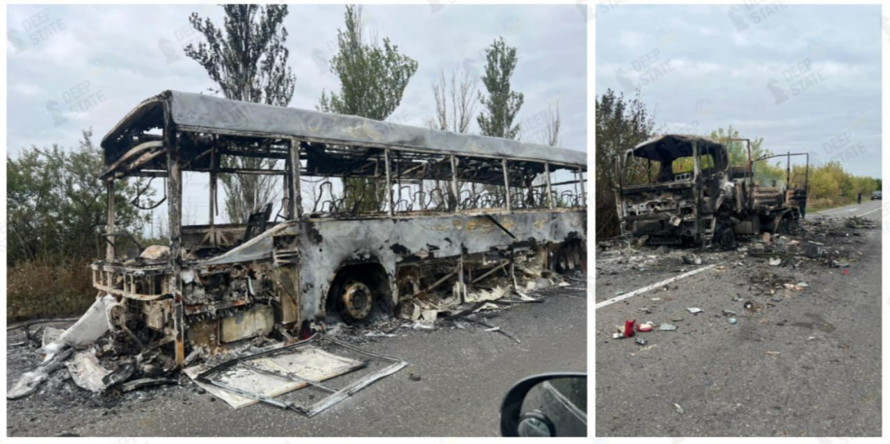 Russian drones attack Sloviansk–Izium highway (Photo: DeepState)