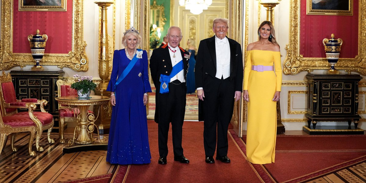 Официальное фото королевы Камиллы, короля Чарльза, Дональда и Мелании Трамп по случаю государственного визита (Фото: Doug Mills/Pool via REUTERS)