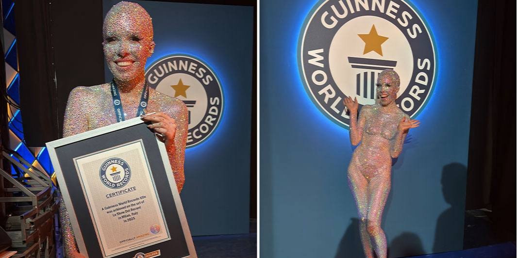 Британка покрыла себя с ног до головы стразами и установила рекорд Гиннеса (Фото: Guinness World Records)