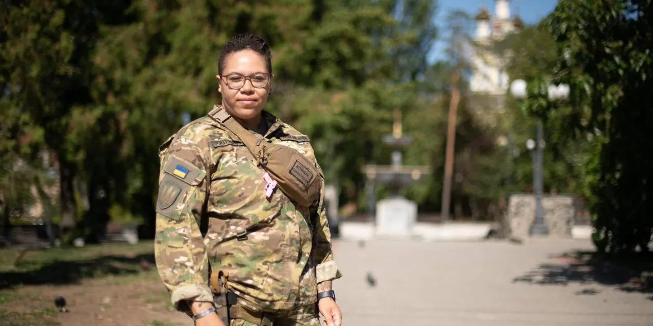 Glenna “BabyDoc” Manchego, a U.S. combat medic serving with Ukraine’s 2nd International Legion, photographed in Kharkiv. (Photo: Glenna's archive)