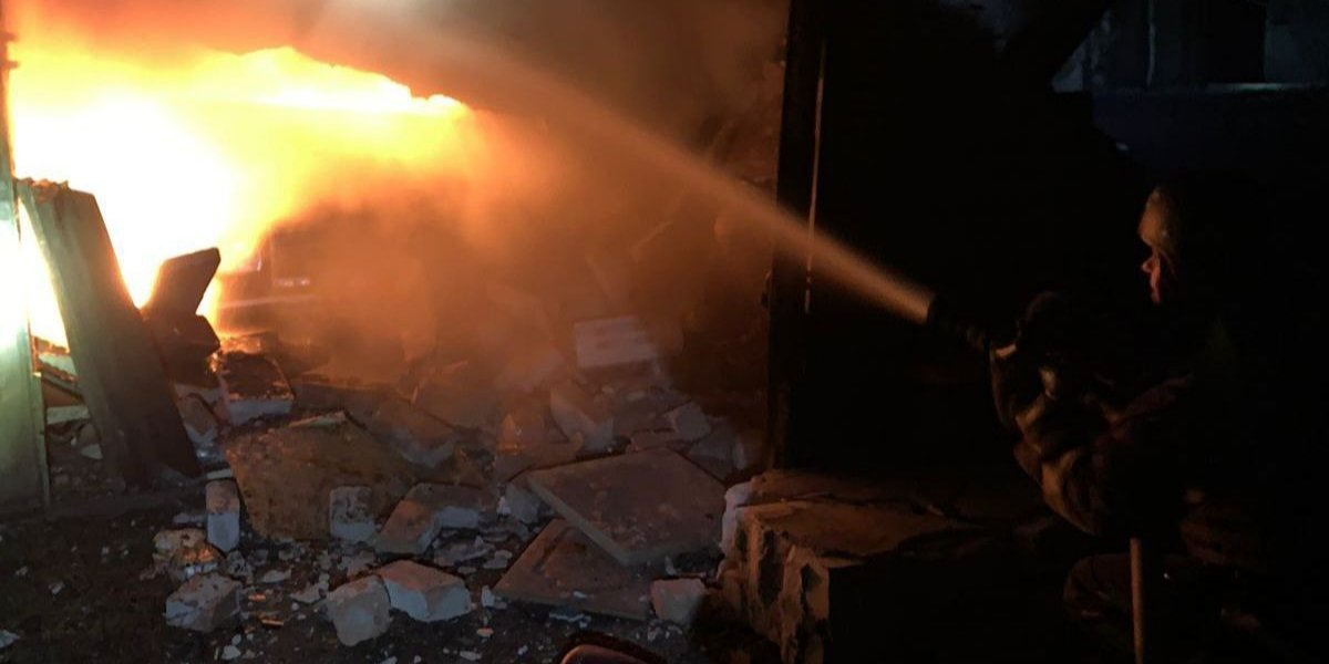 Fire broke out at the site of the attack, partially destroying one private residence and damaging six others (Photo: Vladyslav Hayvanenko/Telegram)