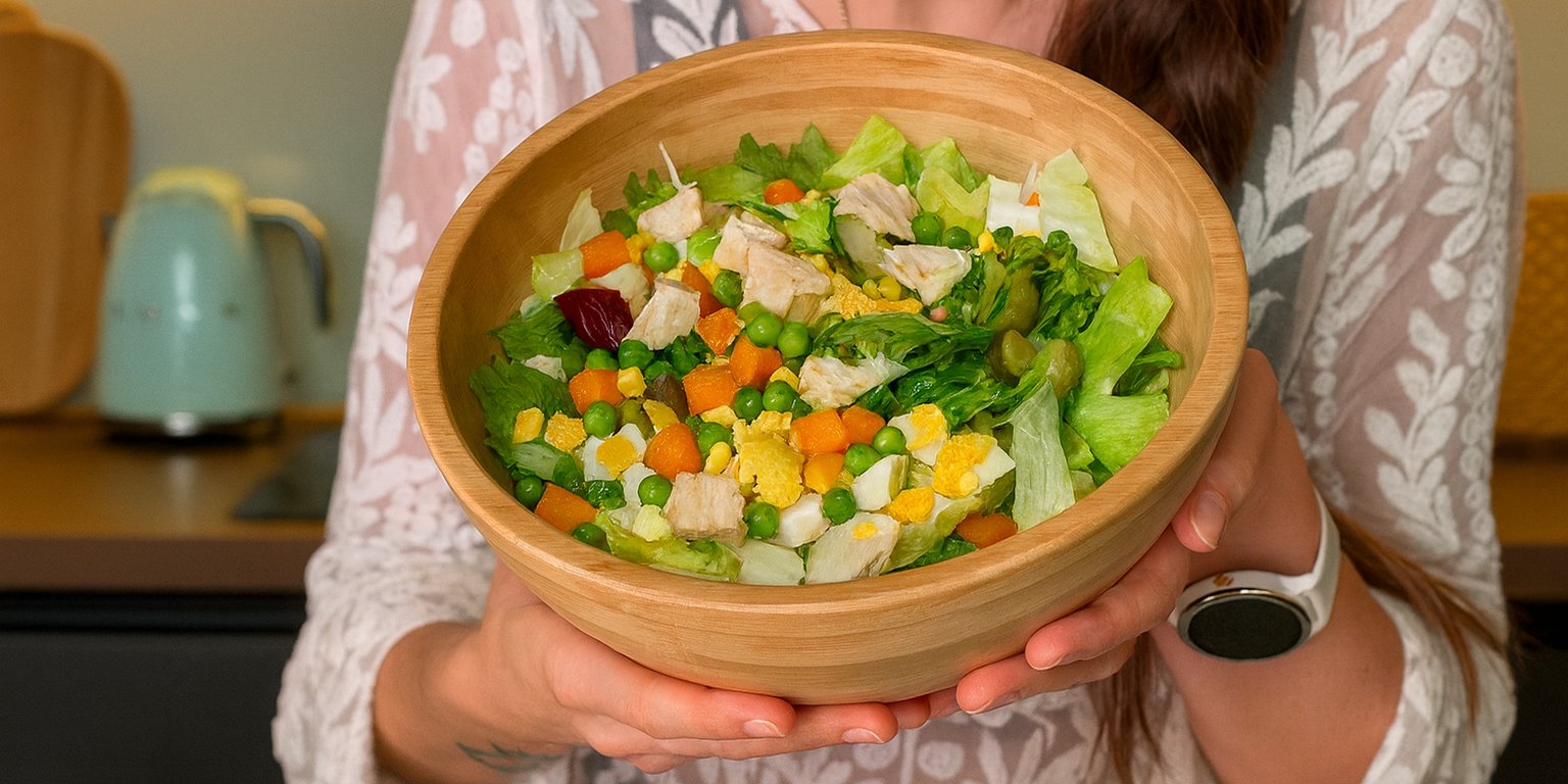 Салат Олів'є може також бути низькокалорійним і смачним (Фото: NV Food via Chat GPT)