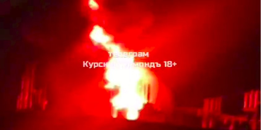 Пожежа на електропідстанції в Курському районі (Фото: Кадр відео Курский бомондъ via Telegram)