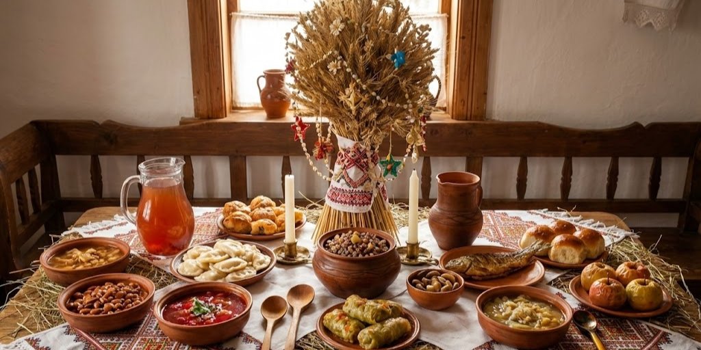 Святковий стіл з пісних страв в українській родині (Фото: NV via Gemini)