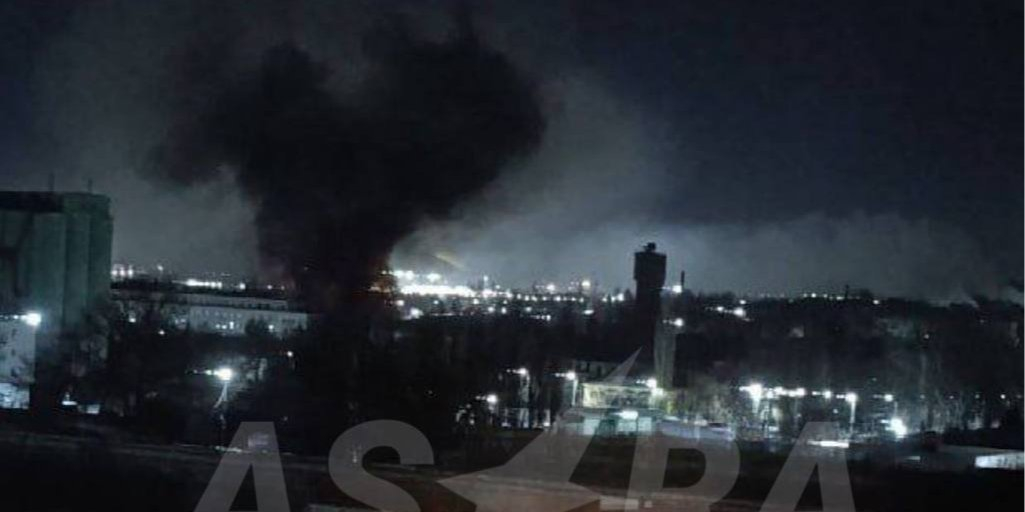 Energiya plant on fire in Russia's Lipetsk Oblast (Photo: Astra / Telegram)