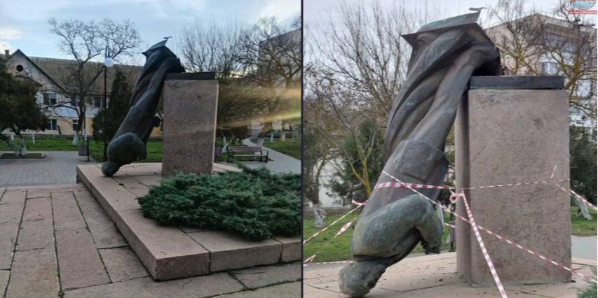 В ТО Приморську декомунізувався пам’ятник Леніну (Фото: Вконтакте)
