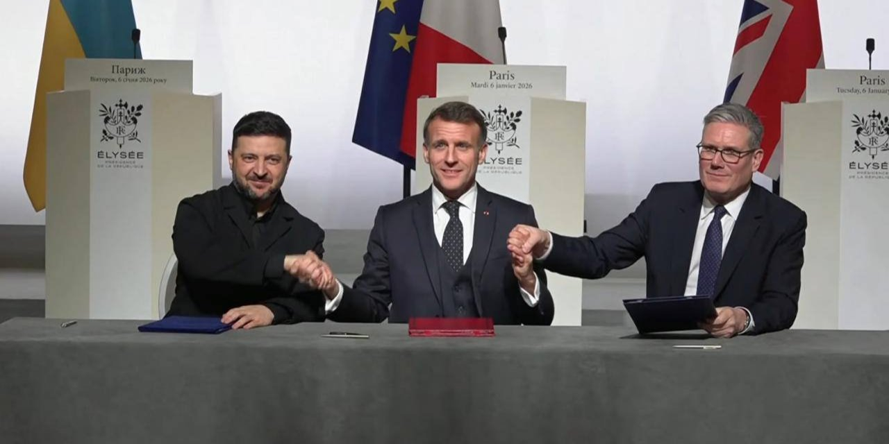 Volodymyr Zelenskyy, Emmanuel Macron, and Keir Starmer (Photo: Suspilne)