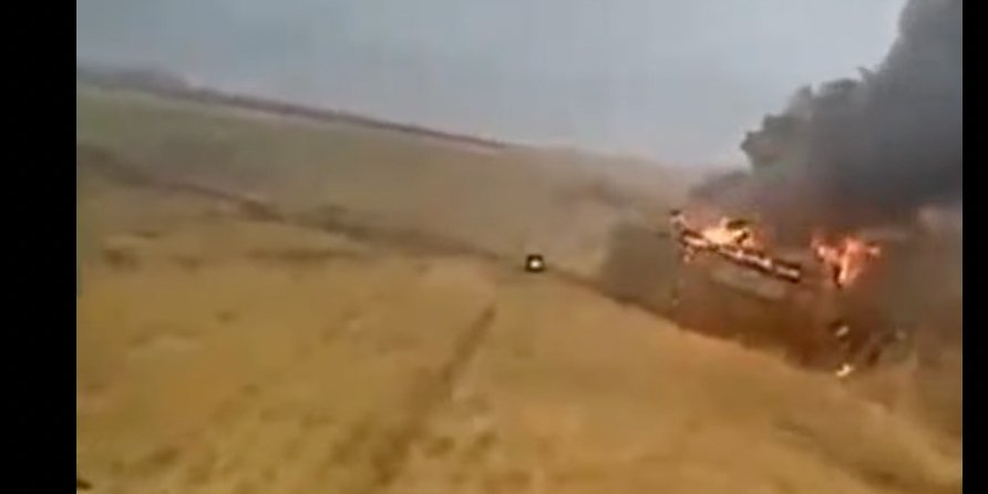 Russian tank, eliminated by AFU Drone forces in Donetsk Oblast (Photo: Video screenshot / AFU Unmanned Systems Forces)