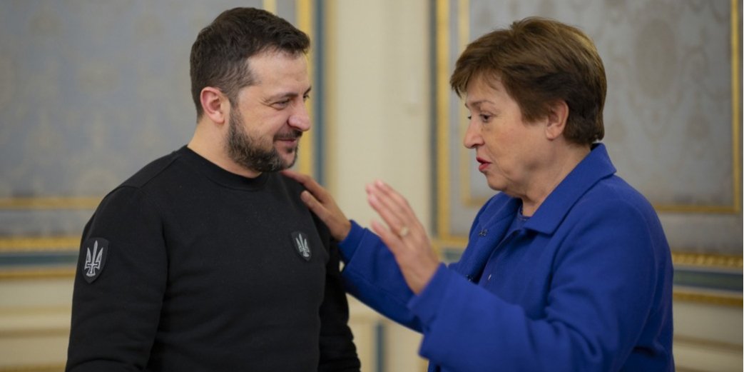 Президент України Володимир Зеленський і директорка-розпорядниця МВФ Крісталіна Георгієва (Фото: ОП)