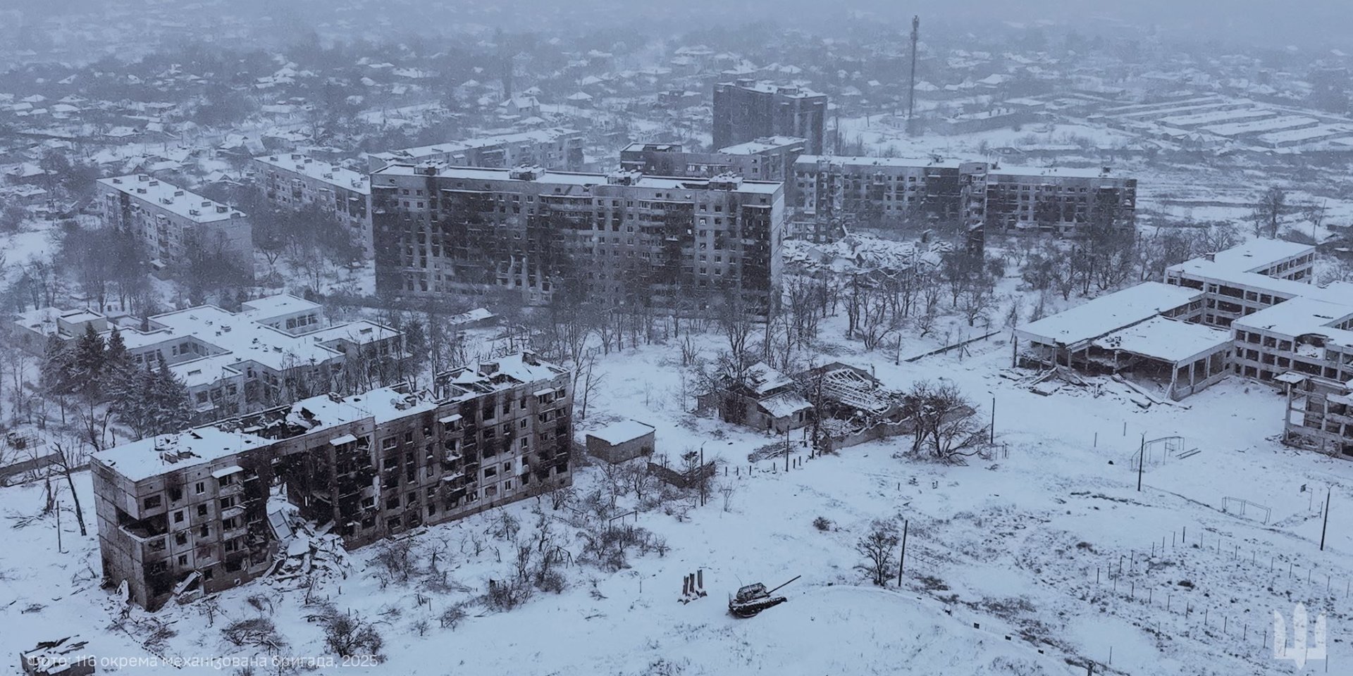 Вид з дрона на місто Куп’янськ у Харківській області, 30 грудня 2025 року (Фото: 116 окрема механізована бригада ЗСУ / REUTERS)