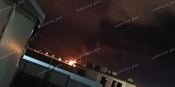 Fire in Russia's Krasnodar Krai after the drone attack (Photo: Supernova+/Telegram)