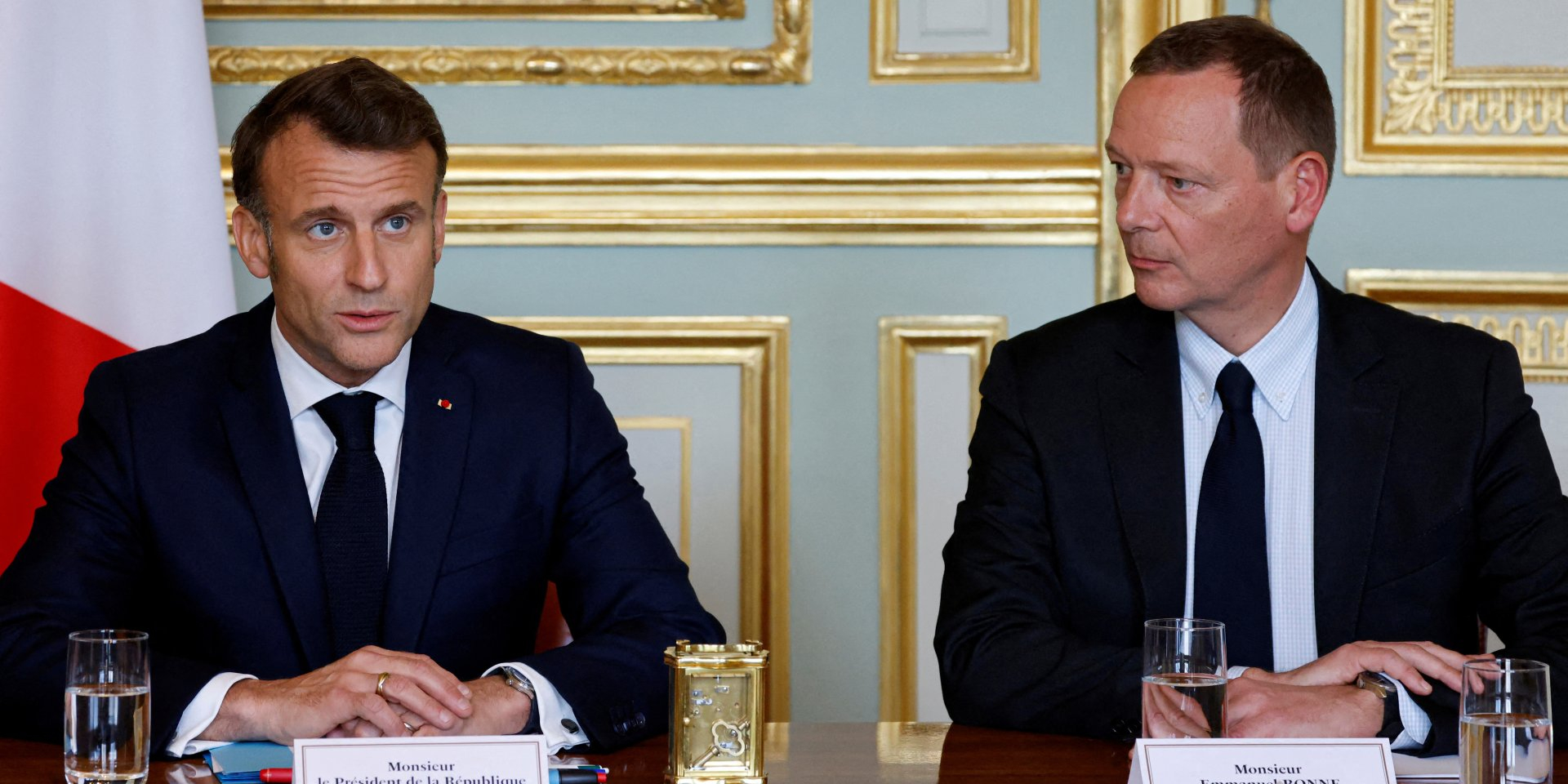 Emmanuel Macron and Emmanuel Bonne (Photo: LUDOVIC MARIN/Pool via REUTERS)