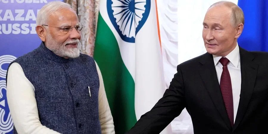 Прем'єр-міністр Індії Нарендра Моді та російський диктатор Володимир Путін (Фото: Alexander Zemlianichenko/Pool via REUTERS)