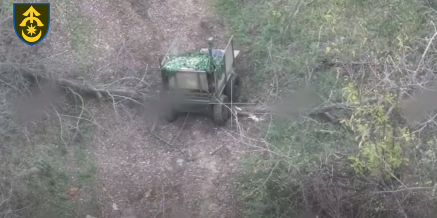 Rys Pro (Lynx Pro) Unmanned Ground Vehicle (UGV), used by 31st Separate Mechanized Brigade soldiers to evacuate the injured comrade from 15km distance in late 2025 (Photo: video screenshot / 31st Separate Mechanized Brigade / Facebook)