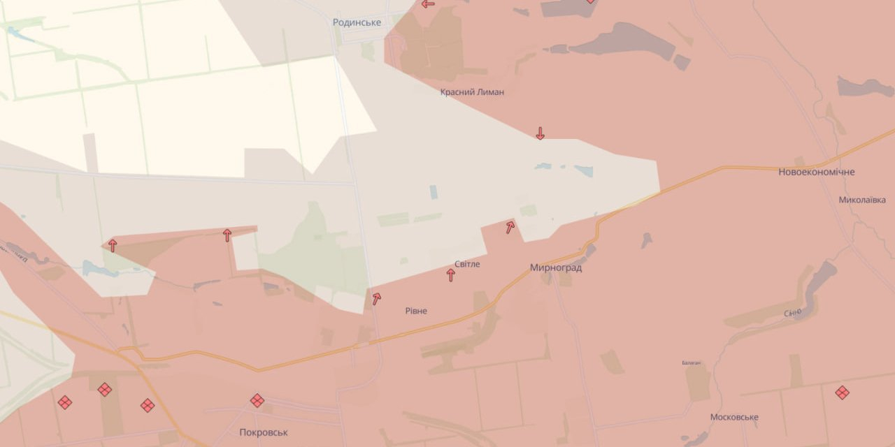 The Russian army has advanced in three cities in Donetsk Oblast, according to DeepState. (Photo: DeepState)