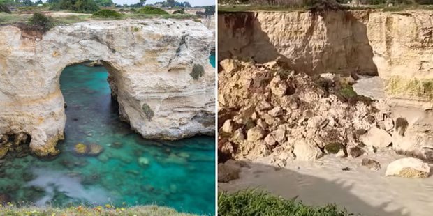Известная итальянская арка обвалилась в День влюбленных (Фото: Alamy/Quotidiano di Puglia)
