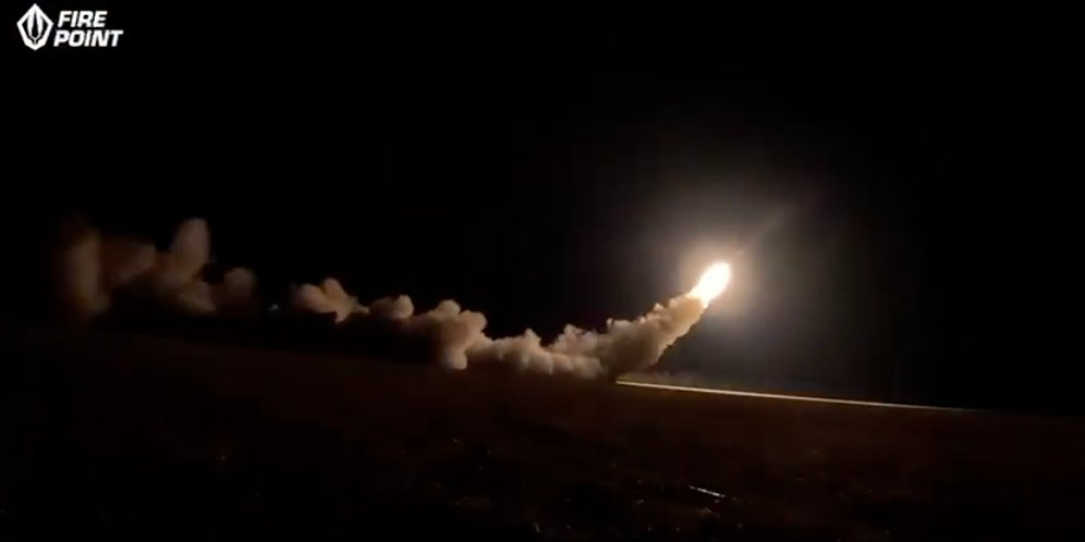 Launch of an FP-5 Flamingo missile (Photo: Screenshot from the video / Denys Shtilerman / X)