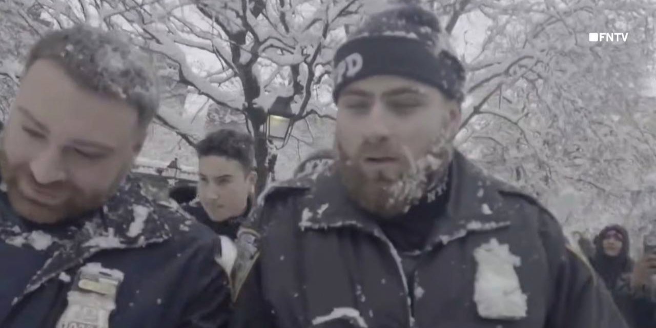 Поліцейських закидали сніжками у Нью-Йорку (Фото: New York Post/YouTube/скриншот)
