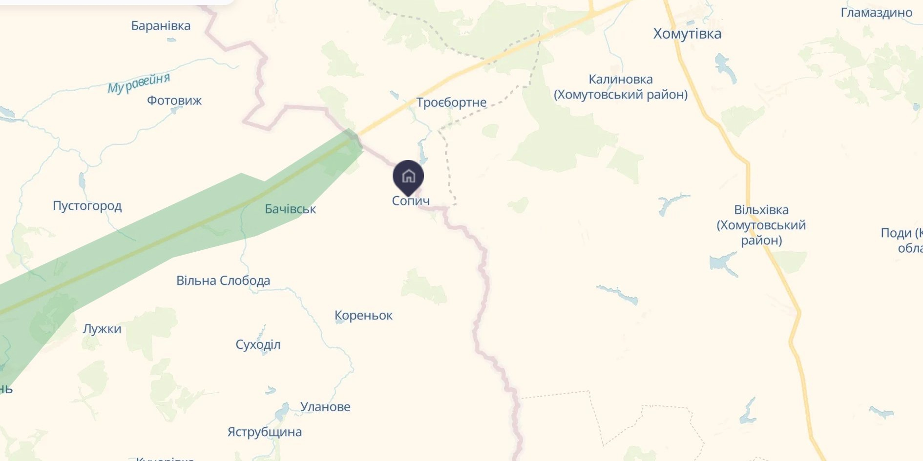 In Sumy Oblast, 19 residents of Sopich were taken to Russia. (Photo: Скриншот із DeepState)