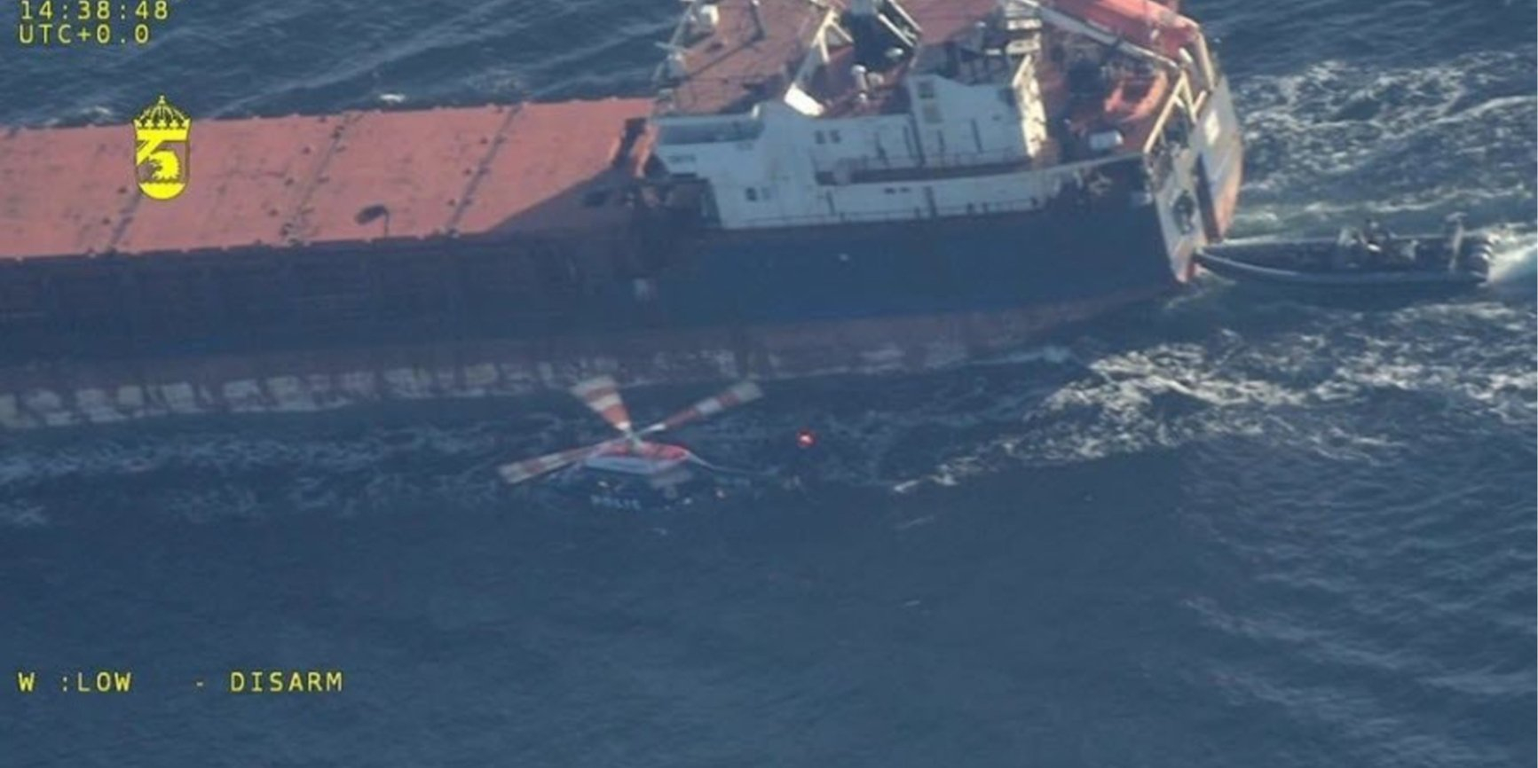 Sweden’s Coast Guard intercepted the vessel Caffa, which is under Ukrainian sanctions. (Photo: x.com/CarlOskar)