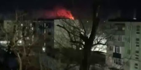 Fire in the occupied Mariupol overnight on March 11 (Photo: Video screenshot/Exilenova+/Telegram)