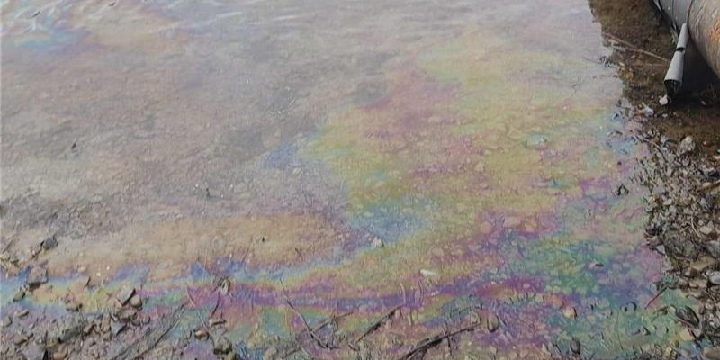 Oil slick on the surface of Dniester River (Photo: Ministry of Economy, Environment, and Agriculture)