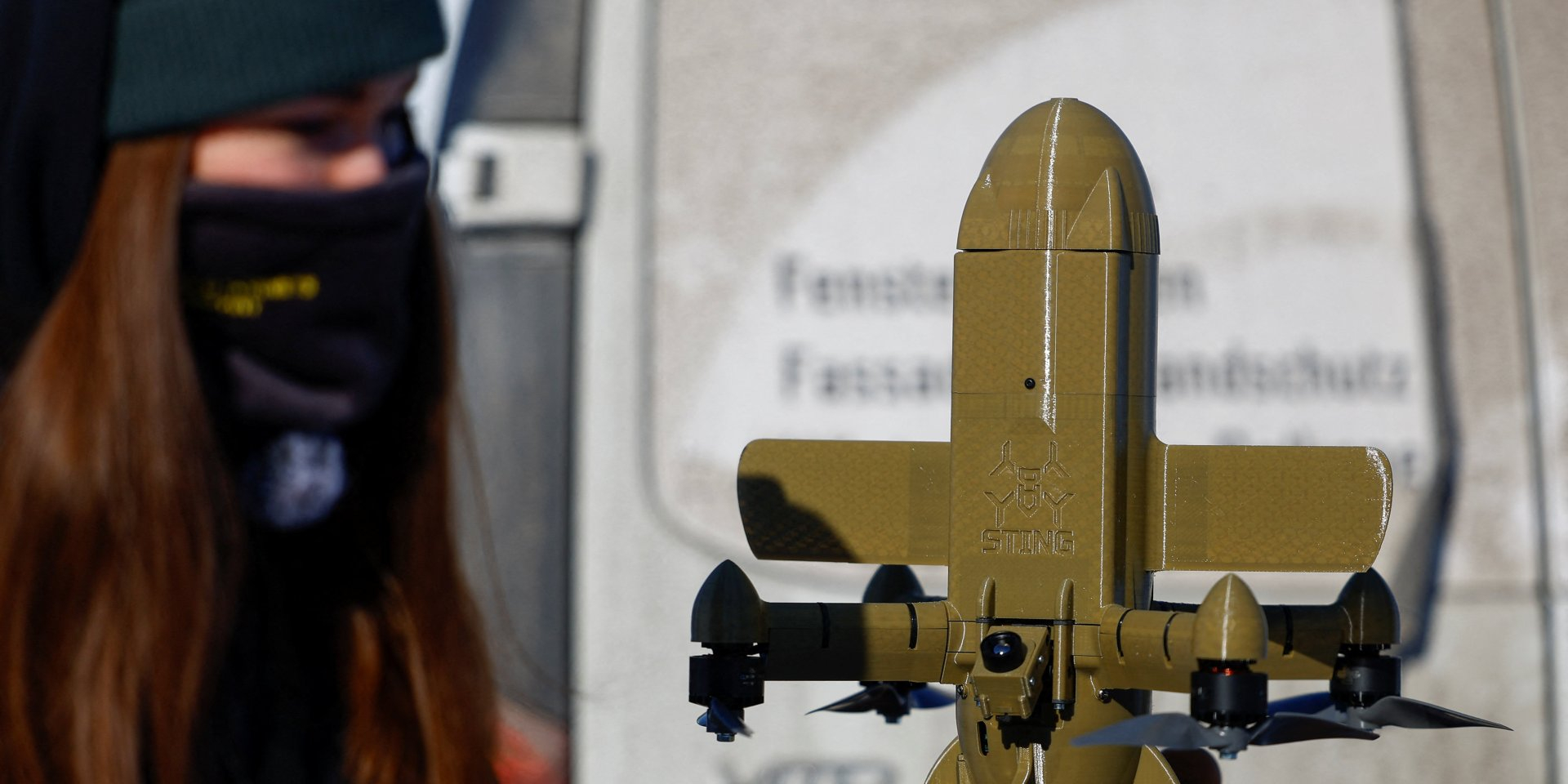 Sting FPV-drone interceptor at the exhibition (Photo: REUTERS/Valentyn Ogirenko)