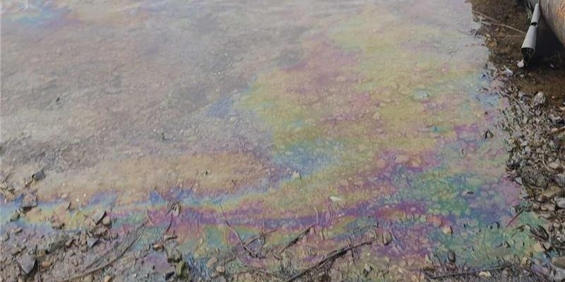 Oil slick on the surface of Dniester River (Photo: Ministry of Economy, Environment, and Agriculture)