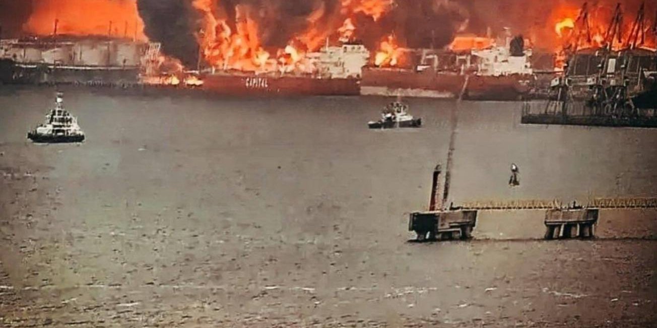 «Ад для российского экспорта нефти». OSINT-аналитики верифицировали фото крупного пожара в порту Усть-Луга после удара дронов СБУ