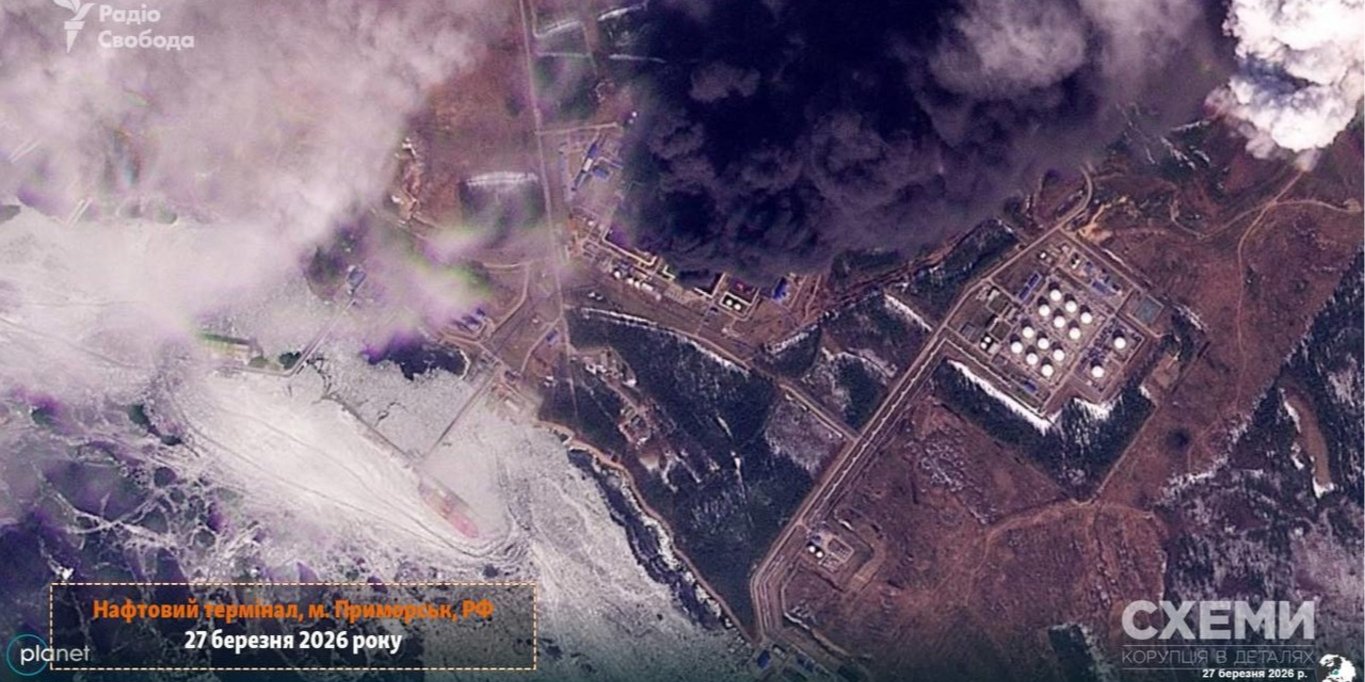 В порту Приморск пылает нефтяной терминал после новой атаки БПлА — спутниковое фото
