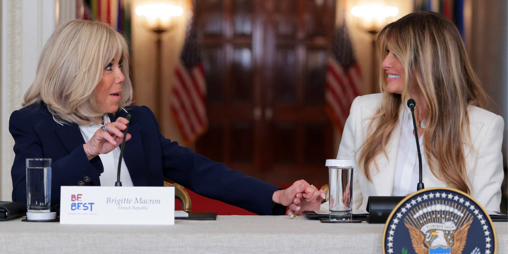 Бріжит Макрон і Меланія Трамп на освітньому саміті у Білому домі (Фото: REUTERS/Kylie Cooper)