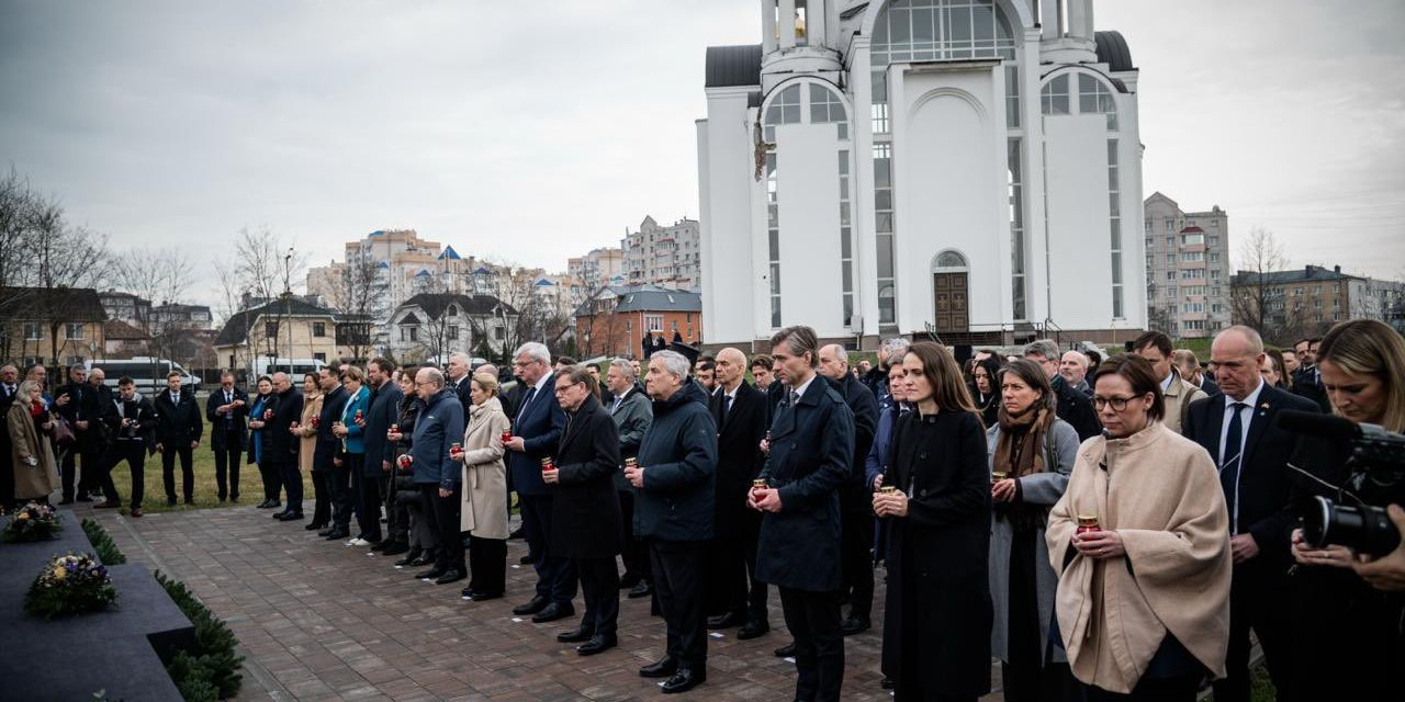 EU ministers remember Bucha's victims (Photo: Andrii Sybiha/X)