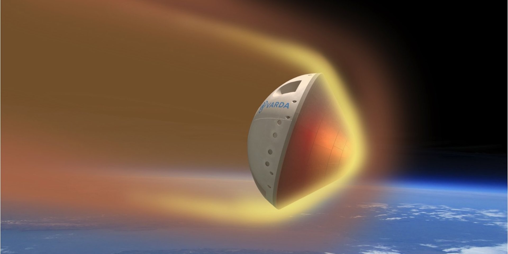 Представление художника о капсуле Varda Space после возвращения на поверхность атмосферы (Фото: Varda Space Industries / X)