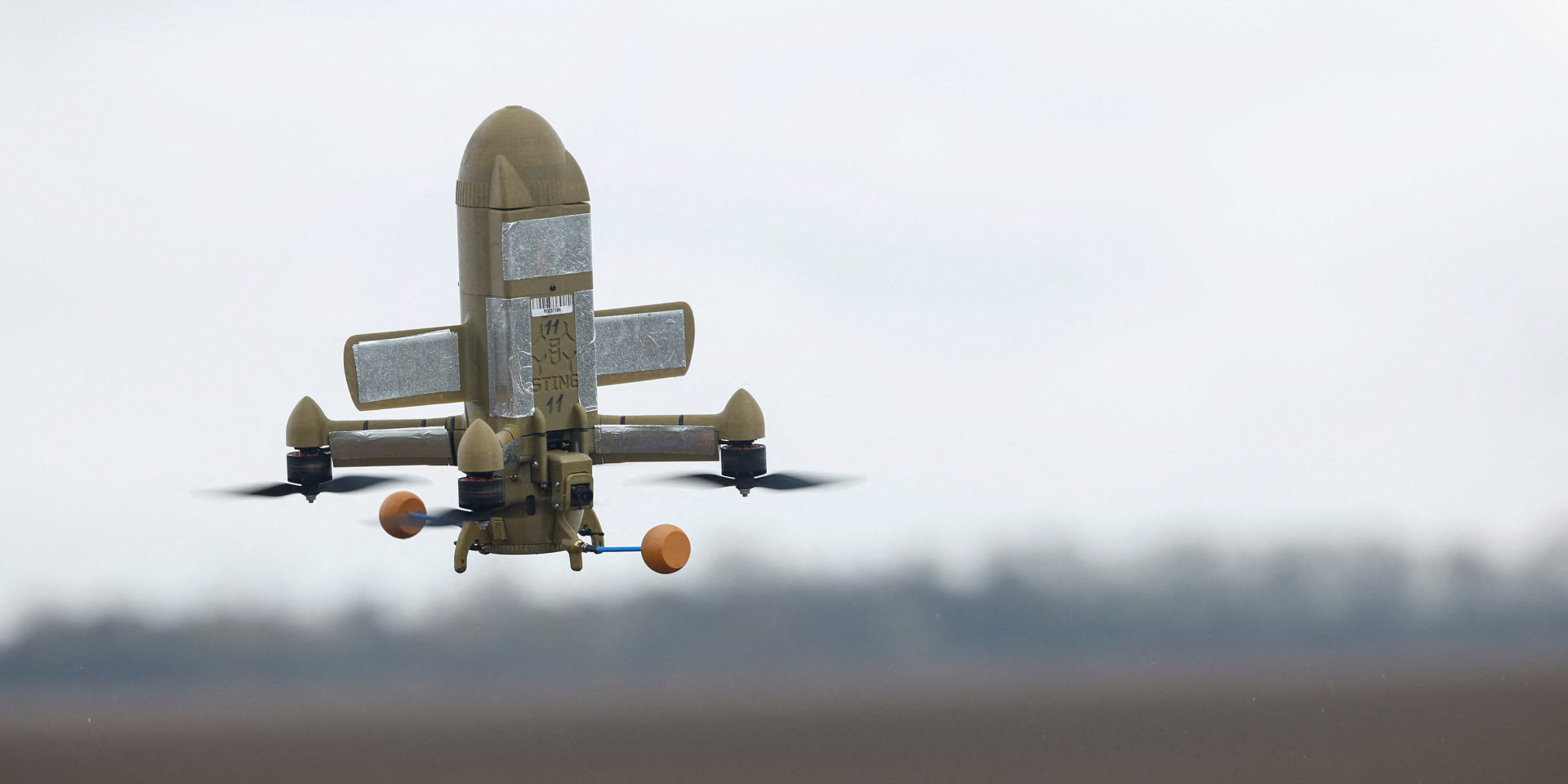 The Sting interceptor drone during training by Ukrainian service members on April 10, 2026. (Photo: REUTERS/Valentyn Ogirenko)