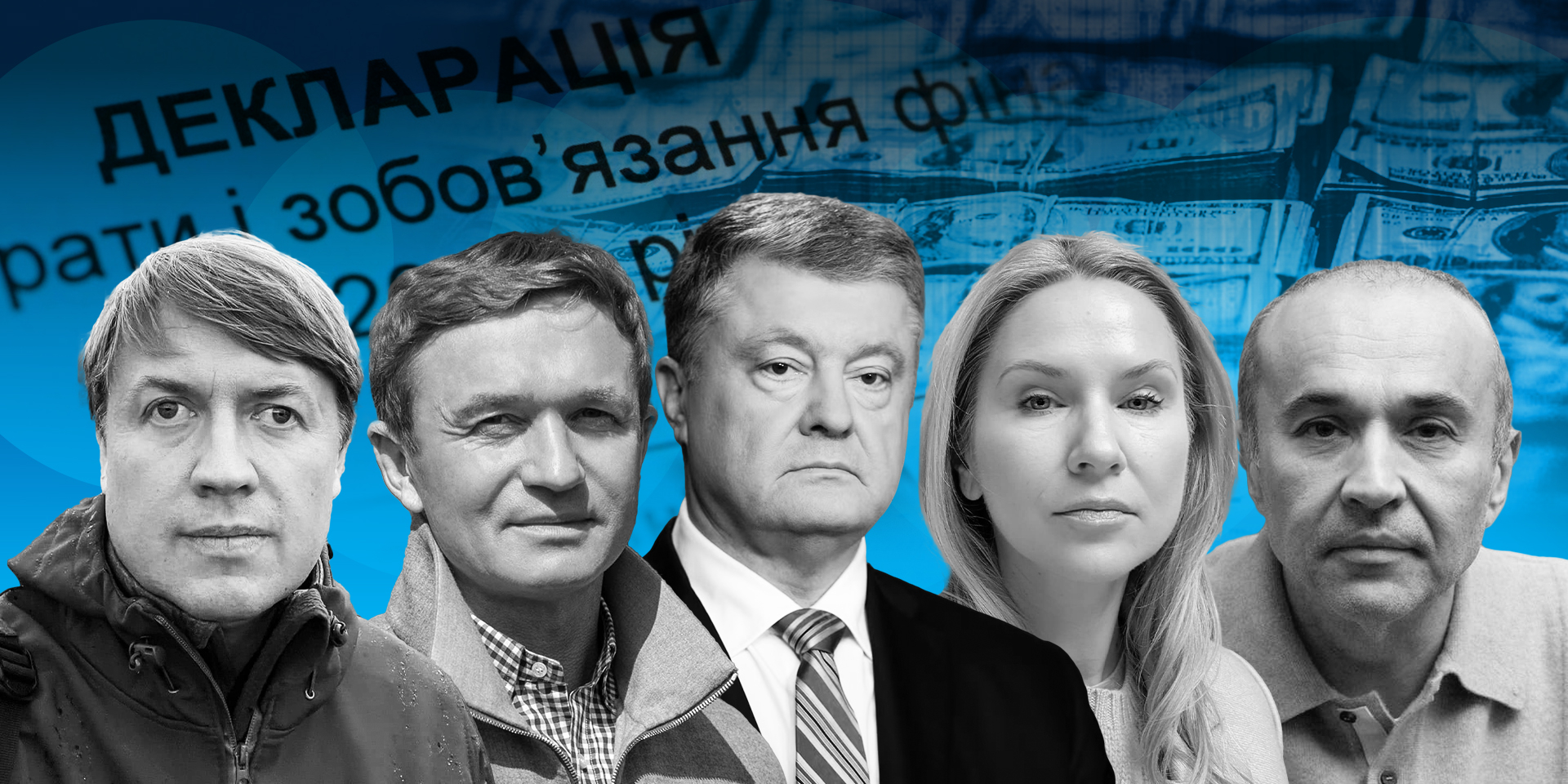 Какие доходы декларировали депутаты в 2025 году (слева — направо: Андрей Герус, Степан Ивахив, Петр Порошенко, Елена Кондратюк, Борис Приходько) (Фото: коллаж NV)