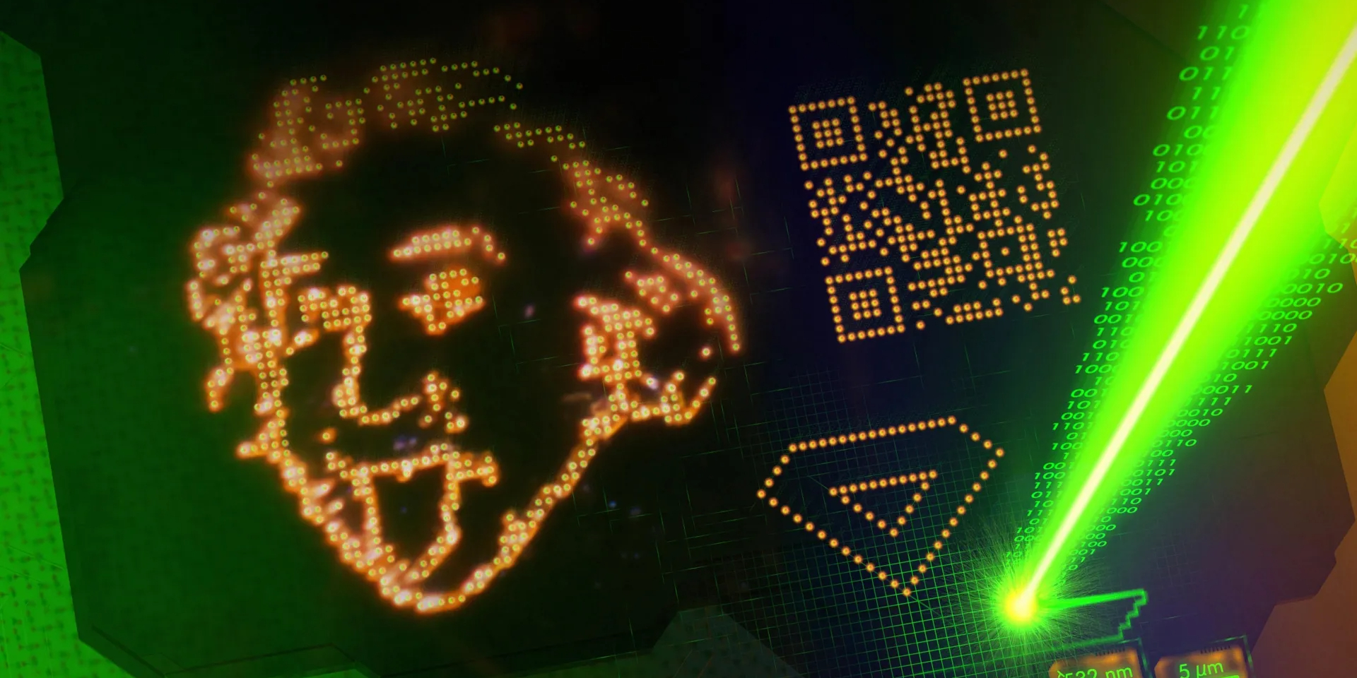 Вместо электричества — свет. Ученые воссоздали портрет Эйнштейна на кристалле