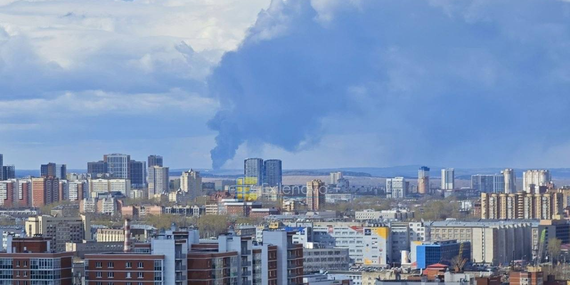Smoke rising over Perm, Russia, after the drone attack on APril 29, 2026 (Photo: Exilenova+ Telegram channel)