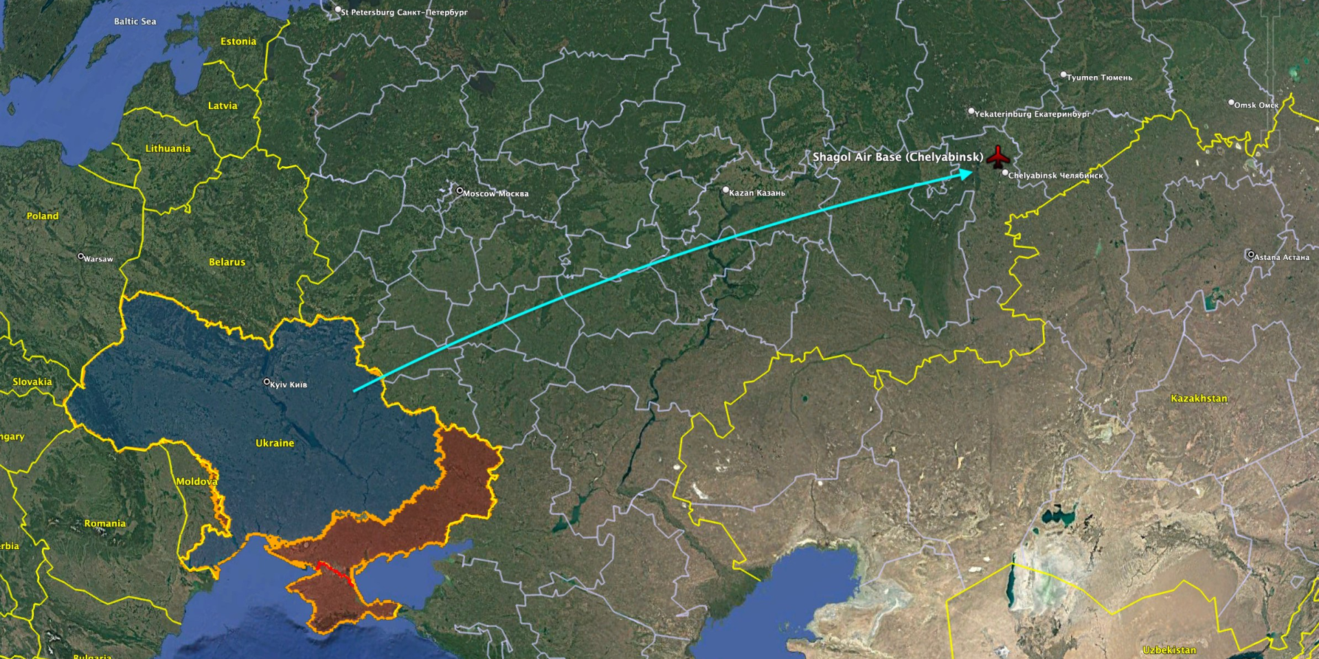 В Сети появились спутниковые снимки последствий атаки БпЛА на аэродром в 1700 км от границы Украины