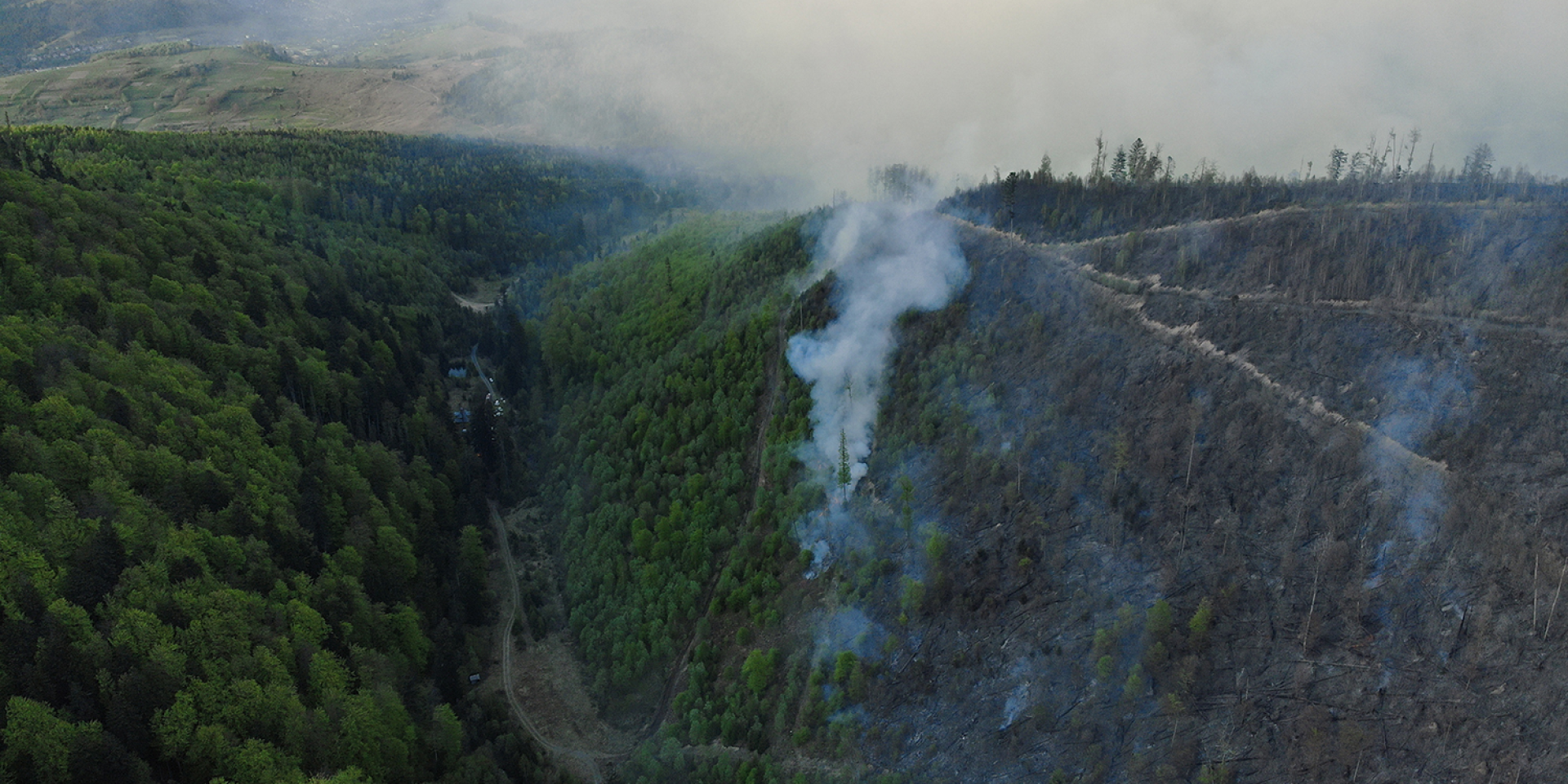 Hundreds of firefighters struggle to contain massive Carpathian wildfire