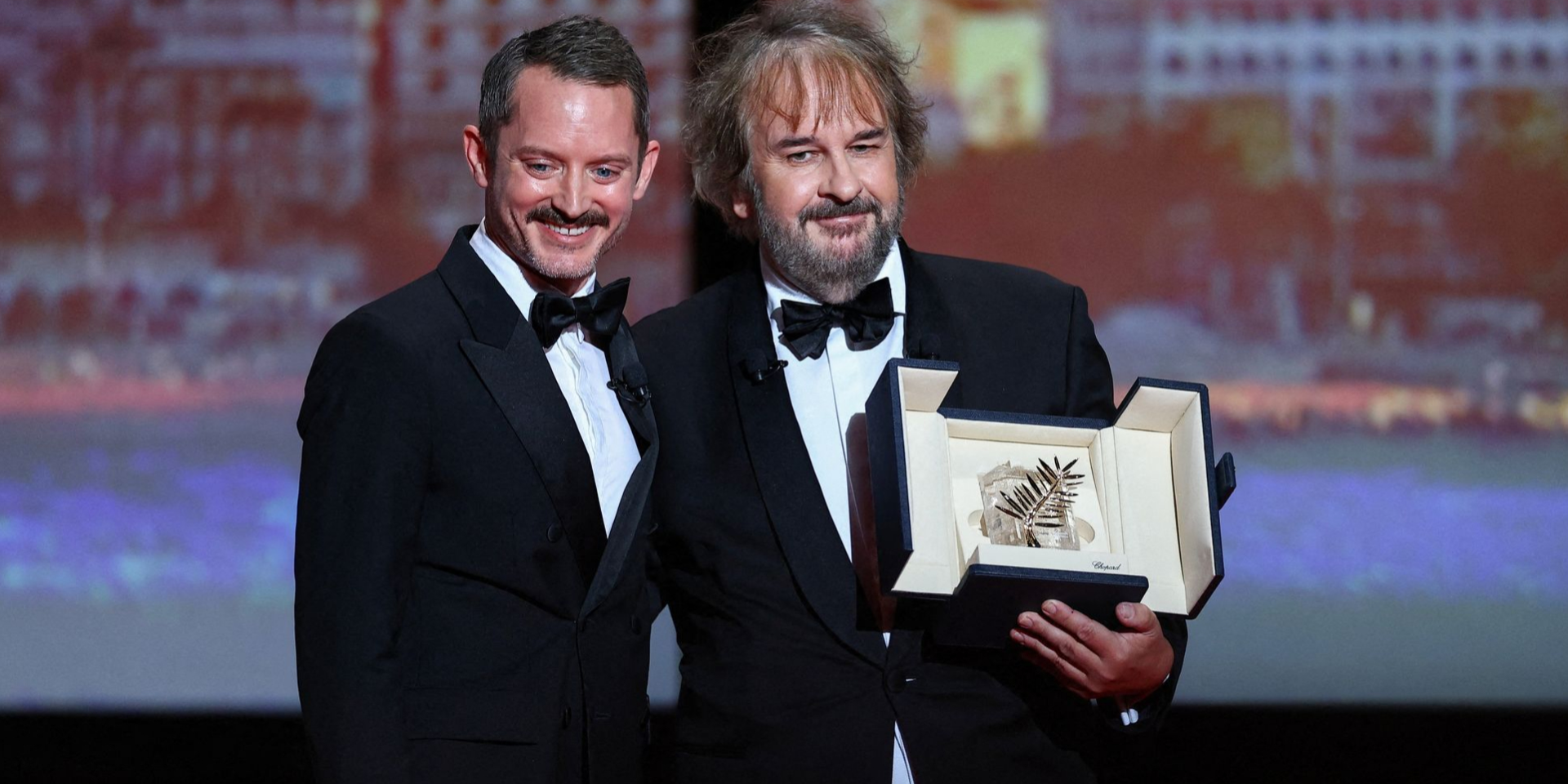 Елайджа Вуд і Пітер Джексона на сцені Каннського кінофестивалю (Фото: REUTERS/Manon Cruz)