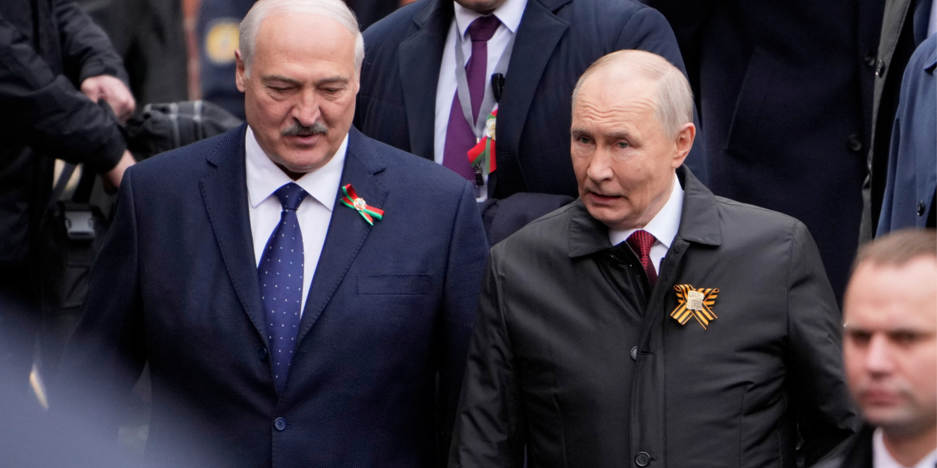 Vladimir Putin and Alexander Lukashenko, at a parade in Moscow on May 9, 2026 (Photo: Pavel Bednyakov/Pool via REUTERS)