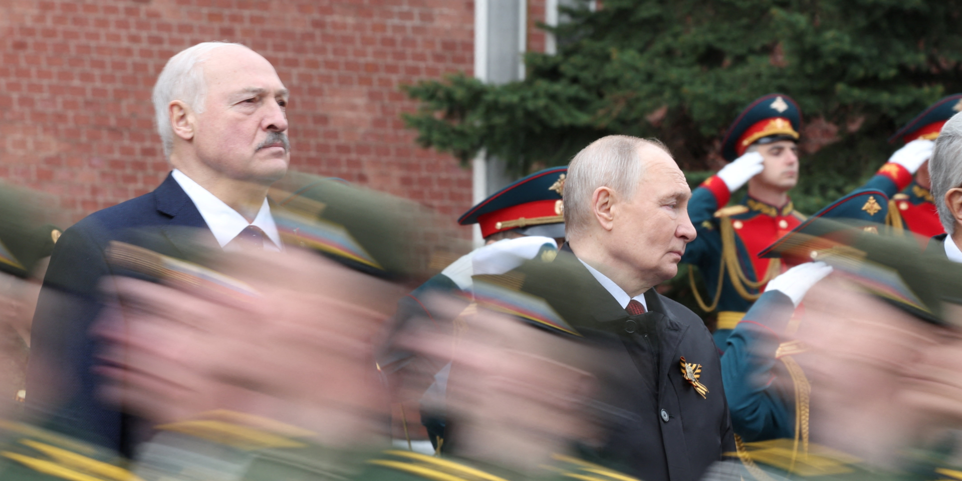 Лукашенко і Путін на параді до 9 травня. Москва, 2026 рік (Фото: Sputnik/Valery Sharifulin/Pool via REUTERS)
